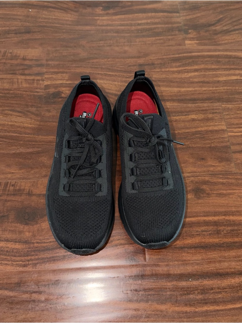 Skechers Black Knit Sneakers with Red Lining